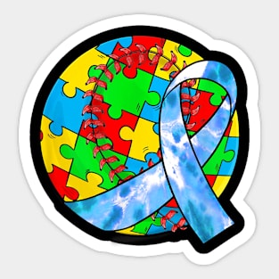 Autism Awareness Ribbon Baseball Puzzle Lovers Sticker